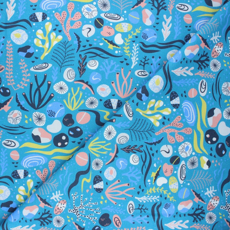 Cotton Dashwood Studio fabric duck blue Scuba diving Rock pool MPM