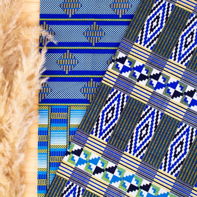 Glitter African Wax print fabric blue Sandema Ma Petite Mercerie