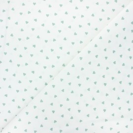 Tissu coton cretonne Love - blanc/vert eucalyptus x 10cm