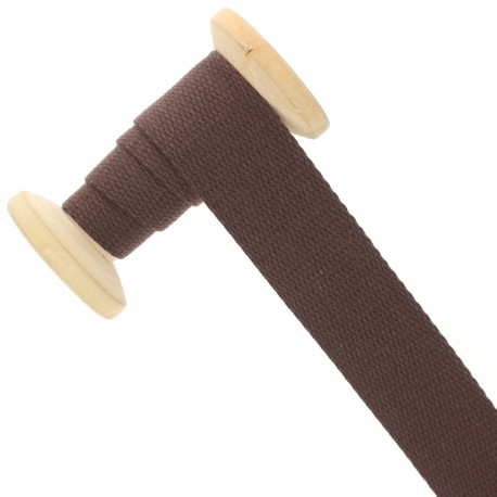 Sangle coton 30 mm - chocolat - bobine de 15 m