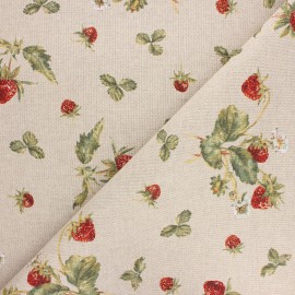 Tissu toile polycoton Fraisier - rouge x 10cm