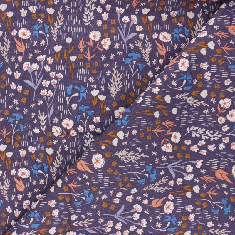 Tissu coton Cotton Steel Dear Isla Meadow violet MPM