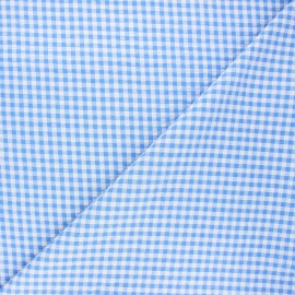 Gingham seersucker fabric - blue Amalfi x 10cm