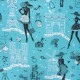 Cretonne cotton fabric - duck blue Moi Paris x 10cm