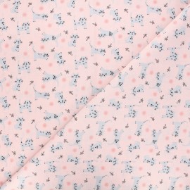 Cretonne cotton fabric - pink Kitten x 10cm