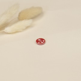 Bouton polyester Boat day 13 mm - rouge/blanc