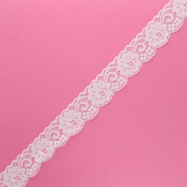 Ruban dentelle élastique Pizzie 30 mm - blanc