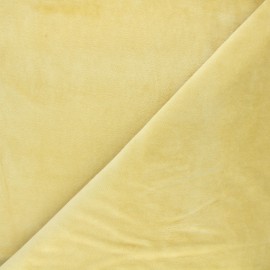 Tissu jersey velours - jaune paille x 10cm