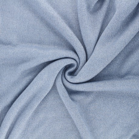 Tissu maille viscose lurex Shiny - bleu fumé x 10cm