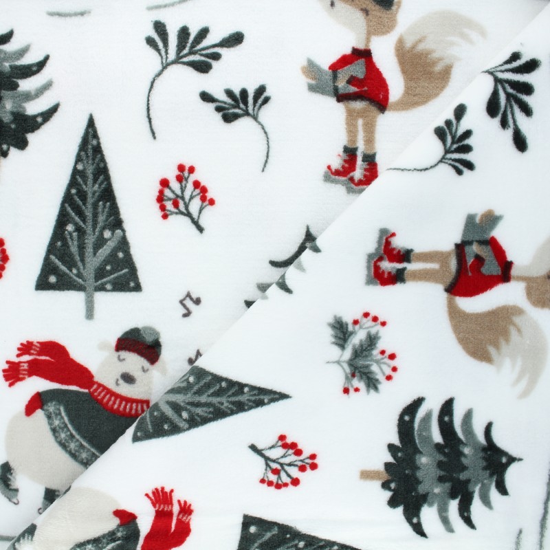 Flannel fleece fabric white North pole Christmas MPM