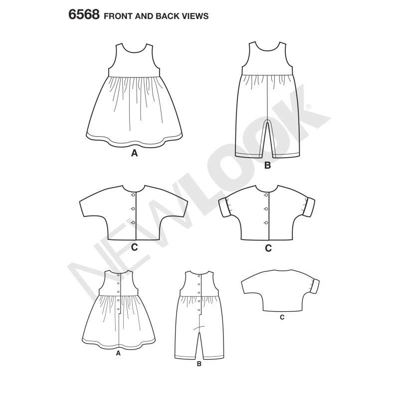 Sleeveless Jumpsuit Sewing Pattern for Baby Easy New Look 6568
