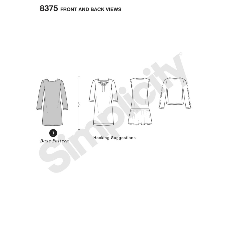 Woman straight dress sewing pattern Simplicity n°8375