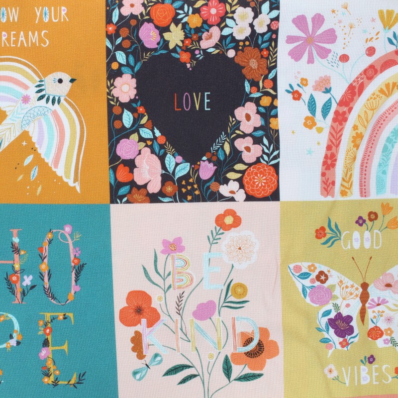Tissu coton panneau Dashwood Studio Good vibes Positivity