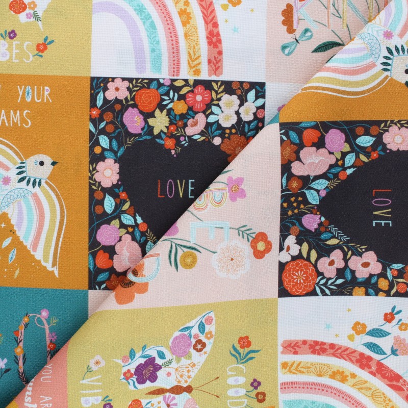 Tissu coton panneau Dashwood Studio Good vibes Positivity