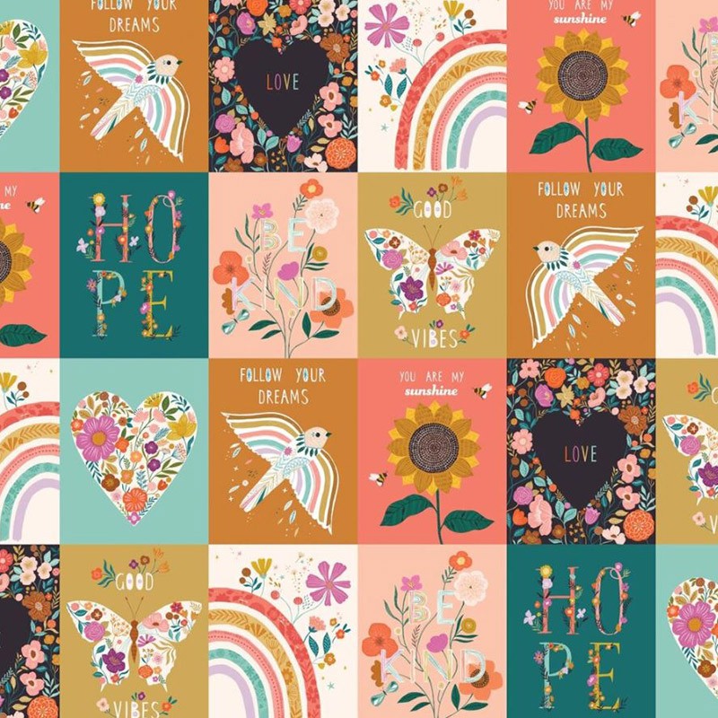 Tissu coton panneau Dashwood Studio Good vibes Positivity