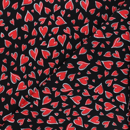 Tissu coton Timeless Treasures - Parisian hearts - noir x 10cm