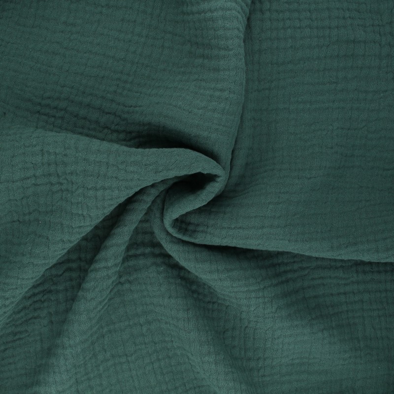 Oekotex® Plain Triple cotton gauze fabric pine green Sorbet