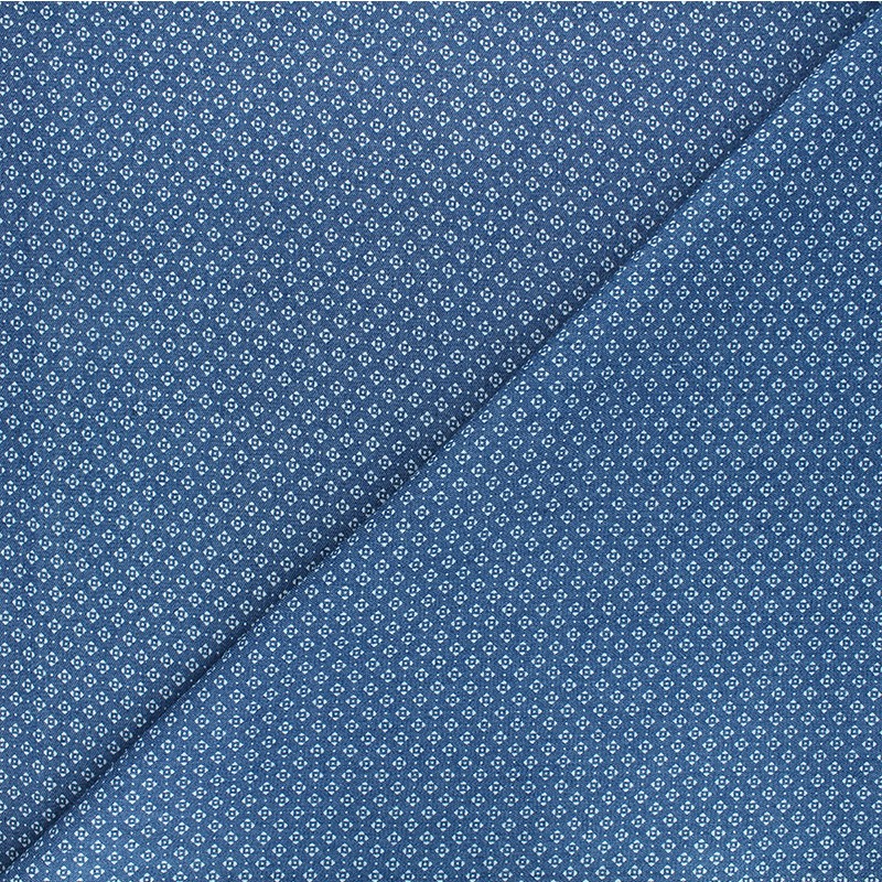 Patterned elastane jeans fabric blue Kristy Ma Petite Mercerie