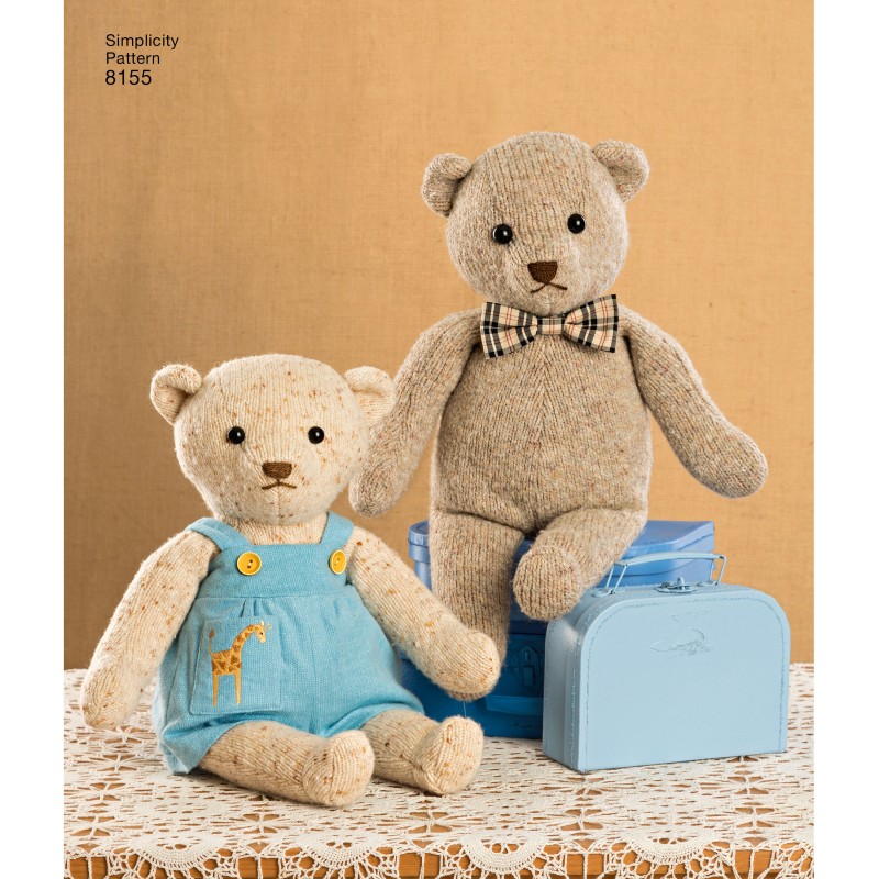 Teddy bear soft toy sewing Pattern for Kids Simplicity n°8155