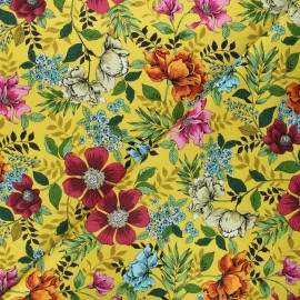 Tissu coton Makower UK Jewel Tones Floral - jaune 10cm