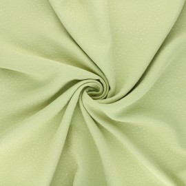 Tissu viscose plumetis brodé - vert amande x 10cm