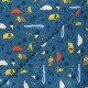 Poppy jersey fabric - duck blue Safari animals x 10cm