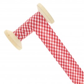 30 mm Gingham Bias Binding Roll - Red
