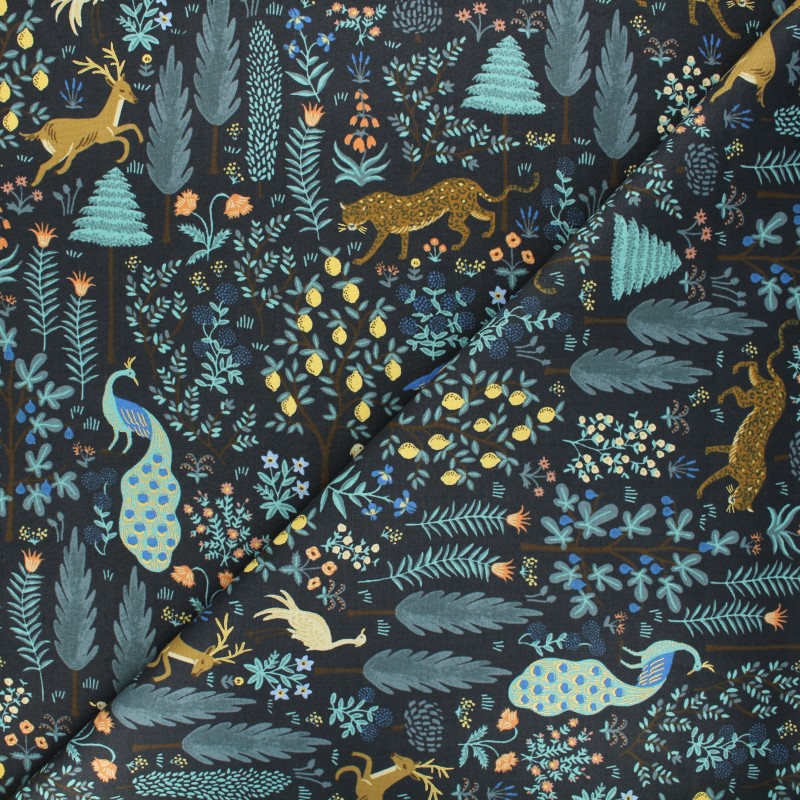 Tissu coton Rifle Paper Co. Camont Menagerie noir x 10cm Ma