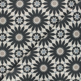 Tissu toile polycoton aspect lin Soleil - noir x 10cm