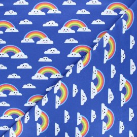 ♥ Coupon 120 cm X 148 cm ♥ Tissu sweat léger Nuage enfantin - bleu foncé