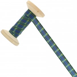10 mm Tartan Ribbon Roll - Blue/ mix