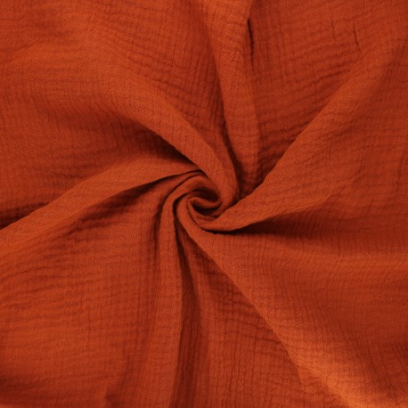 Plain Double gauze fabric - rust x 10cm