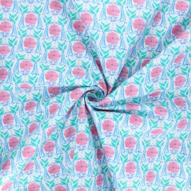 Tissu popeline de coton Fleur de liberté - blanc x 10cm