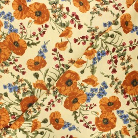 Tissu coton RJR Ode to poppies - Poppy fields - jaune clair x 10cm