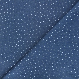 Tissu jean fluide élasthanne Dots - bleu x 10cm