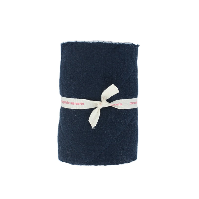 Quilted double gauze cotton fabric navy blue Kami maxi MPM