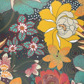 Coupon Tissu toile de coton sergé enduit Mauricette - vert foncé (10 cm x 155 cm)