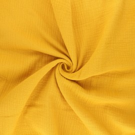 Tissu double gaze de coton MPM - jaune curry x 10cm