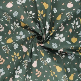 Tissu popeline de coton Poppy Fruit with leaves - vert x 10cm