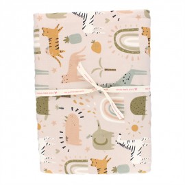 Coupon tissu jersey Poppy Safari animals B - beige x 10cm