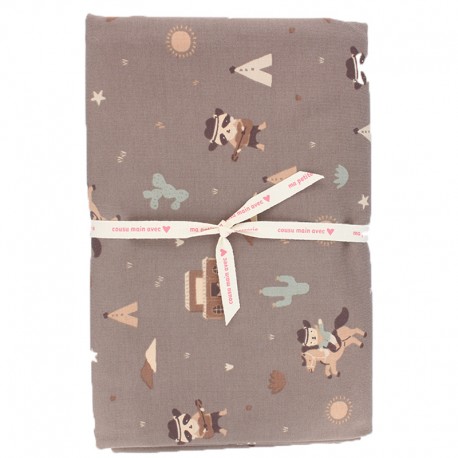 Coupon tissu jersey Poppy Cowboys in the wild west - taupe (95 cm x 148 cm)