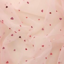 Tissu tulle Love - rose x 10cm