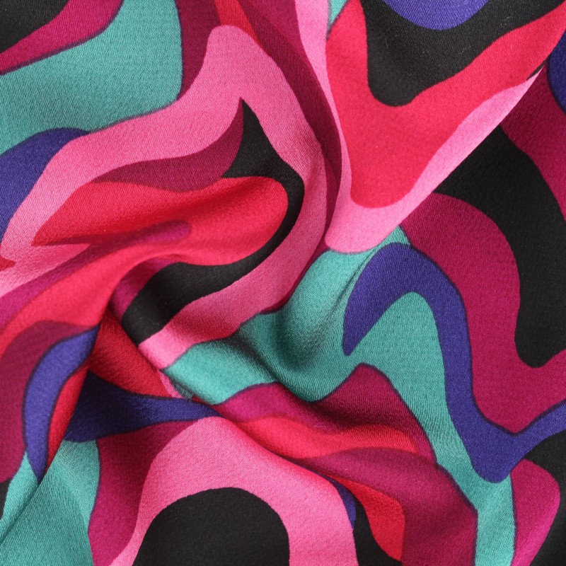 Tissu crêpe satin Wavy rose Ma Petite Mercerie