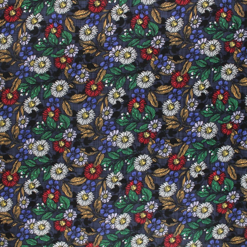 Tissu coton viscose Marguerite gris Ma Petite Mercerie