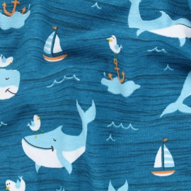 Tissu jersey Rhincodon - bleu x 10cm