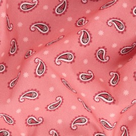 Tissu popeline de coton Fresh paisley - rose x 10cm
