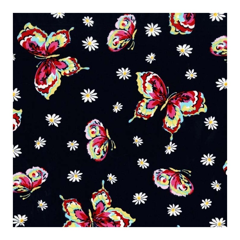 Fabric Daisy Flutter Black x 10cm Ma Petite Mercerie