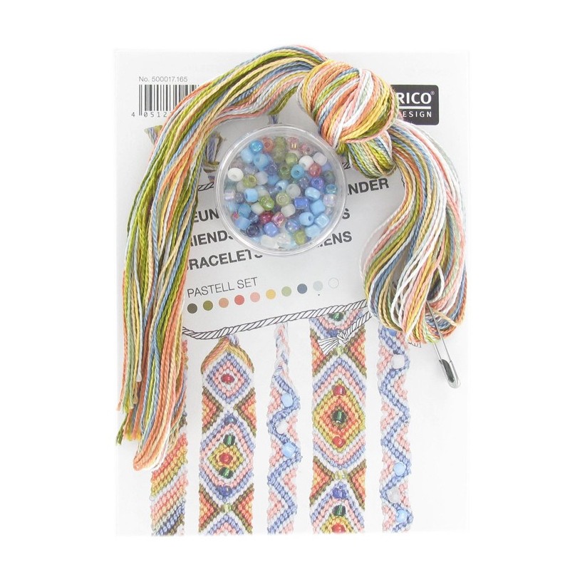 Friendship bracelets kit with beads "Pastell" multicolored Ma