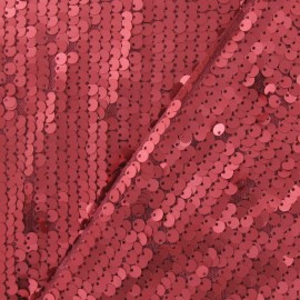 ♥ Coupon 100 cm X 130 cm ♥ Tissu paillettes sirène mat grenadine