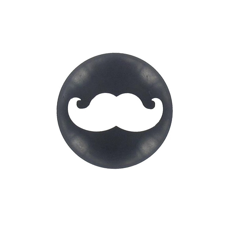 Bouton Moustache Blanche sur fond noir Ma Petite Mercerie